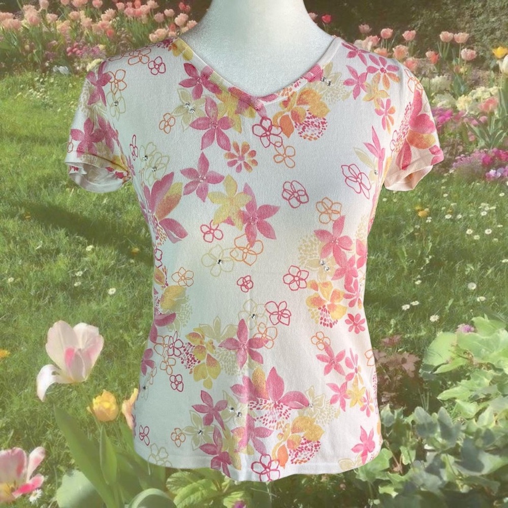 y2k‎ floral sequined top